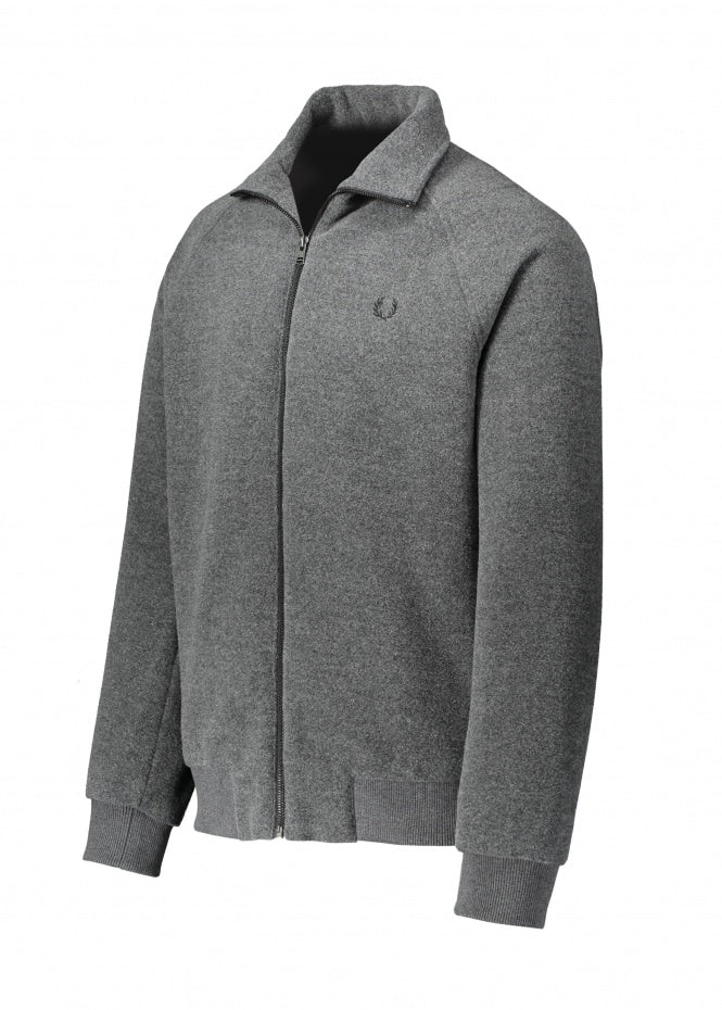 Fred Perry Boiled Wool Zip Through Jacket - Gunmetal