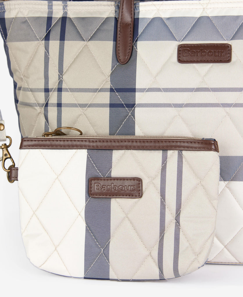 Barbour Wetherham Quilted Tartan Tote Bag - Dress Indigo Tartan