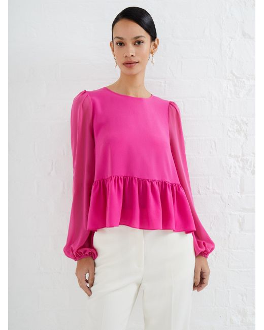 French Connection Crepe Light Georgette Blouse - Wild Rose