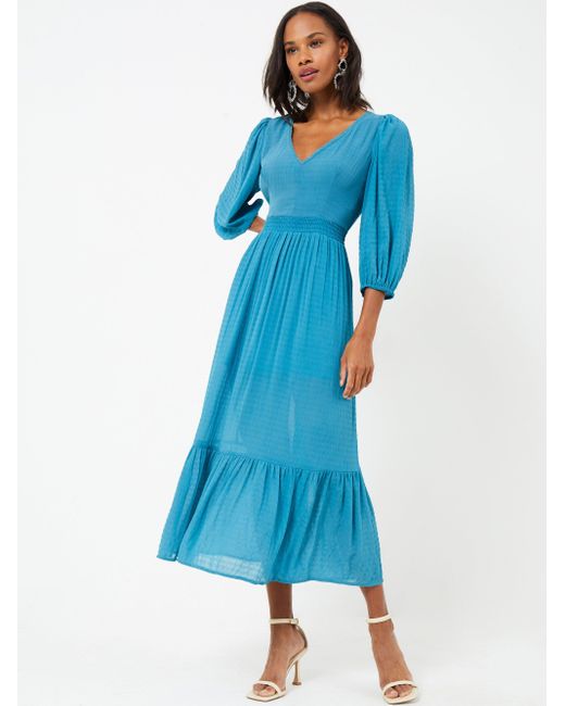 French Connection Cora Tiered Midi Dress - Mosaic Blue