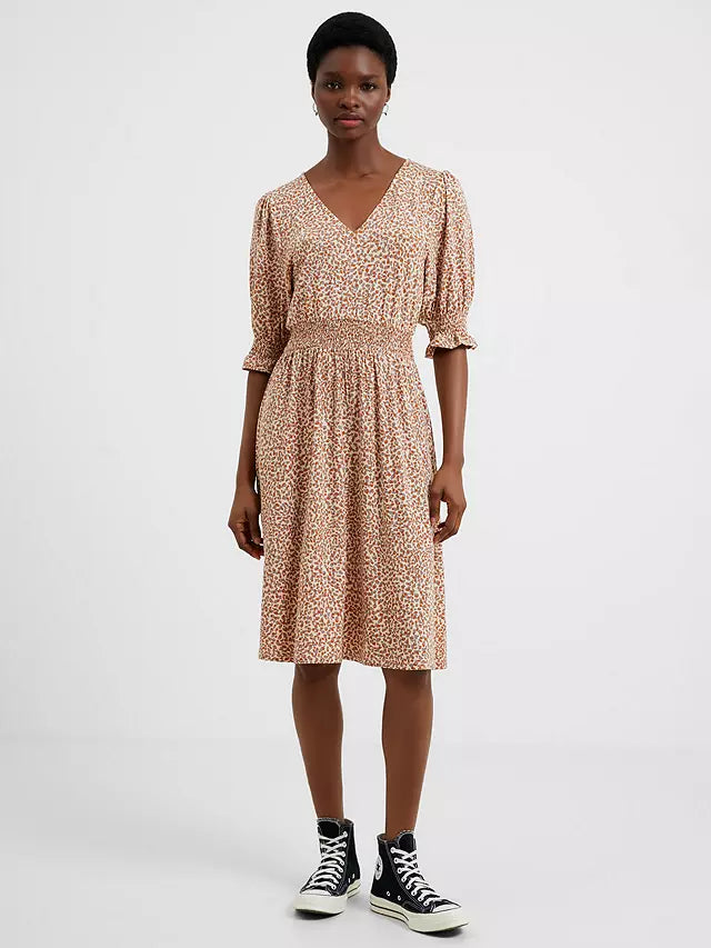 French Connection Meadow Cadie V Neck Dress - Shifting Sand