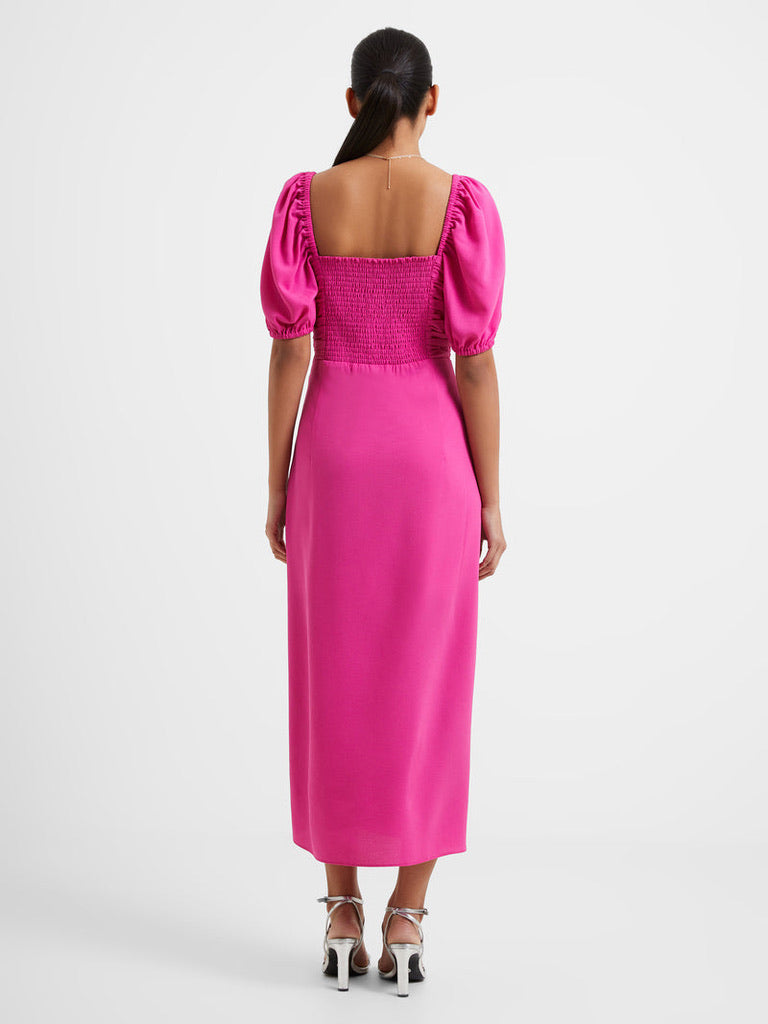 French Connection Afina Verona Rushed Midi Dress - Wild Rosa