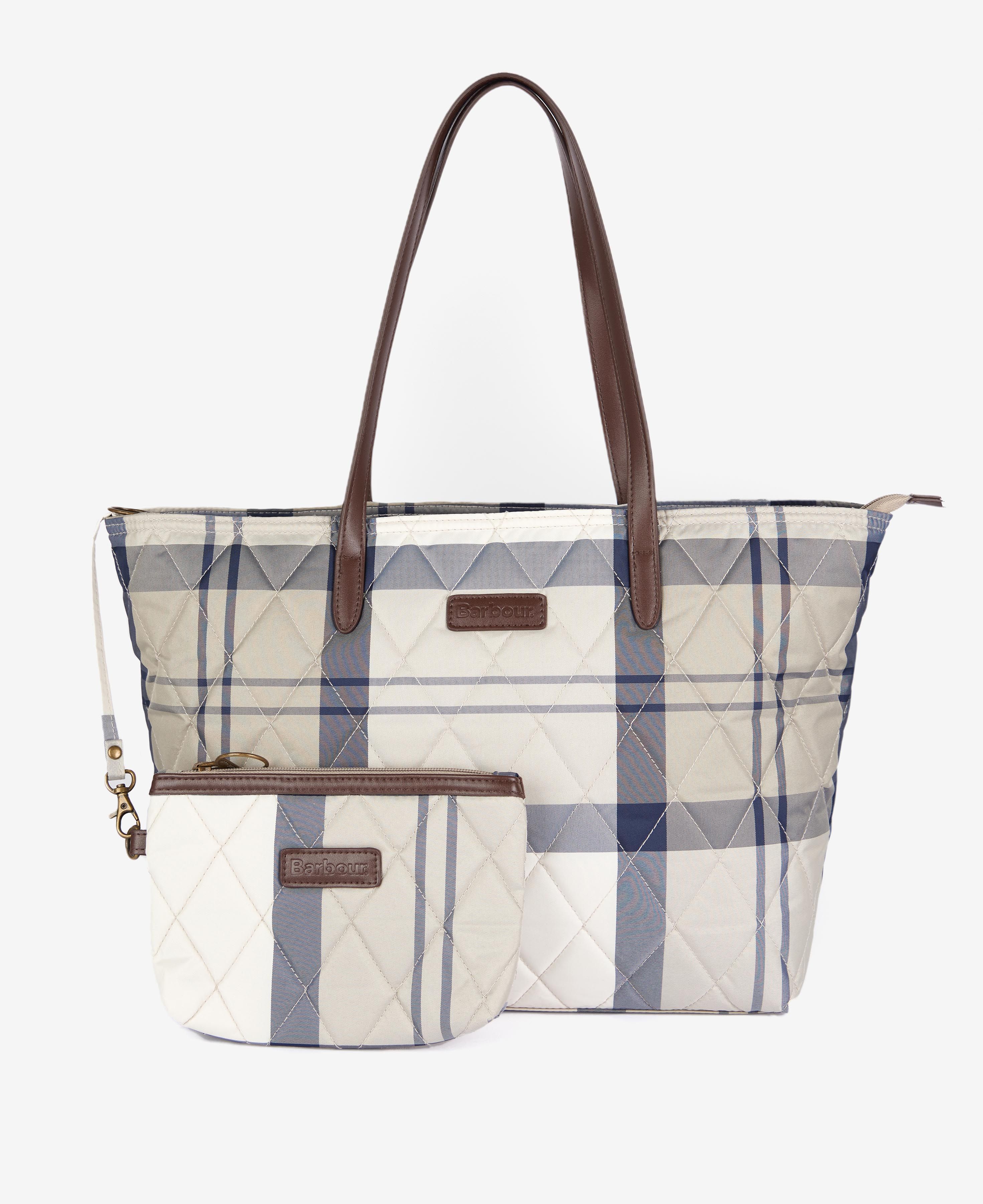 Barbour Wetherham Quilted Tartan Tote Bag - Dress Indigo Tartan