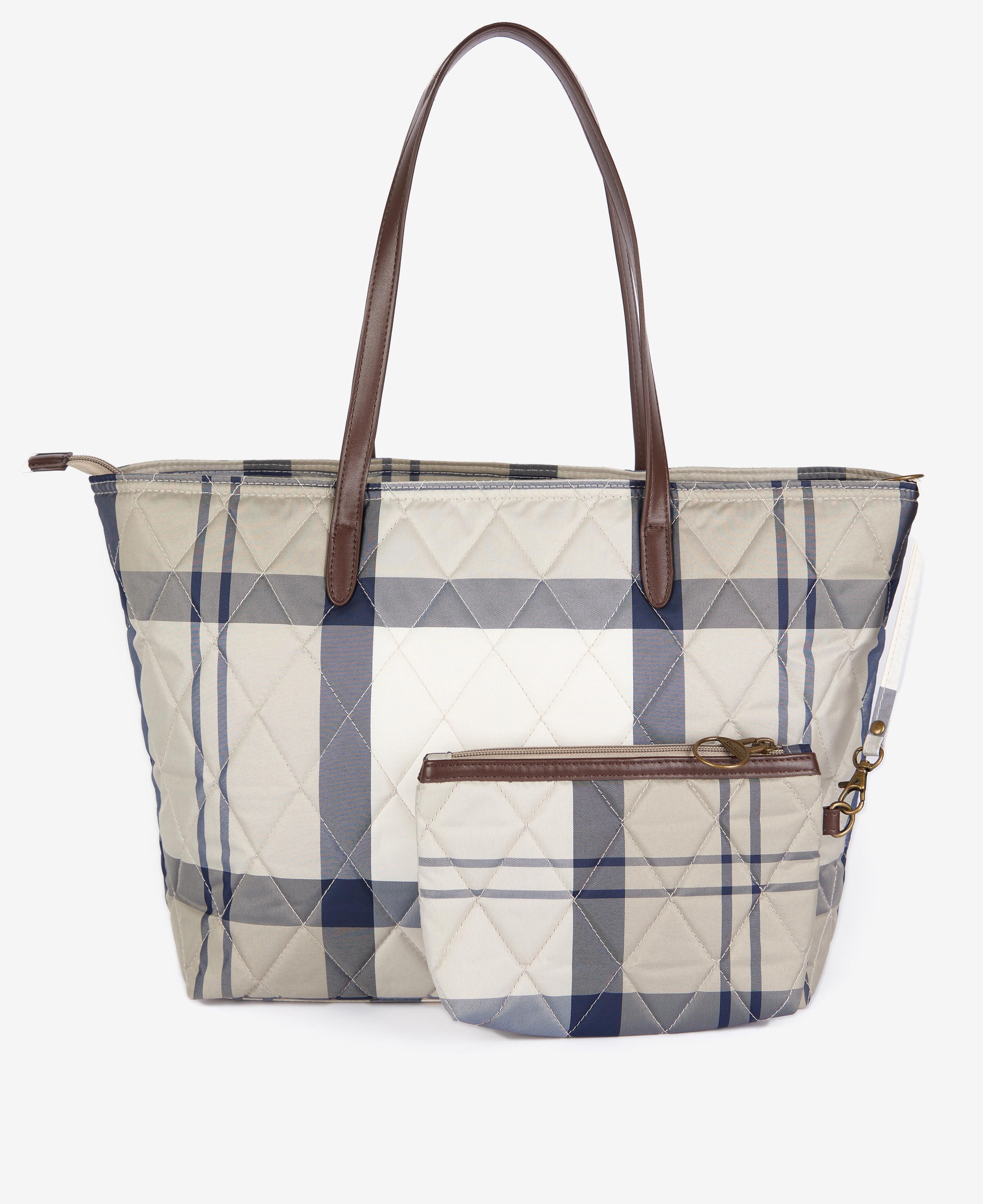 Barbour Wetherham Quilted Tartan Tote Bag - Dress Indigo Tartan