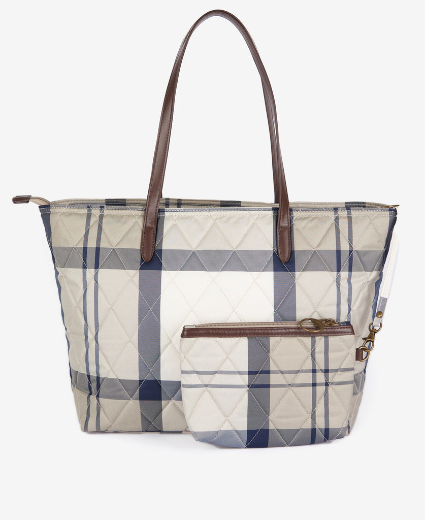 Barbour Wetherham Quilted Tartan Tote Bag - Dress Indigo Tartan