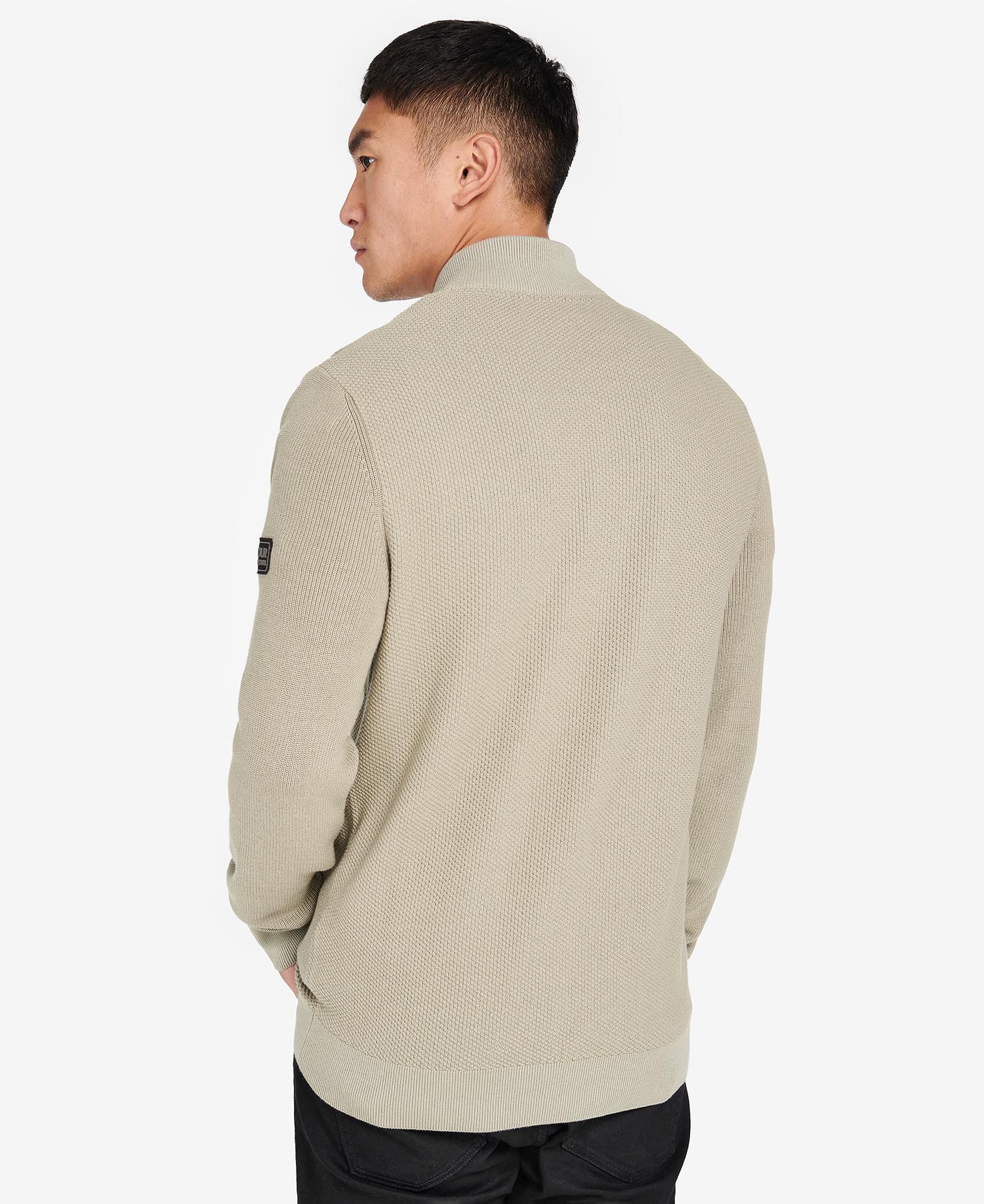 Barbour International Moss Quarter Placket Knit - Cavalry Sand