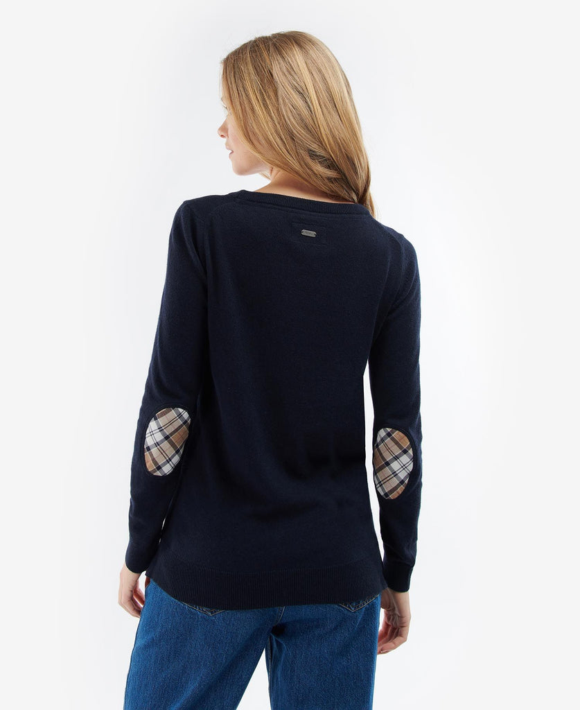 Barbour Pendle Crew Knit - Navy/ Rosewood