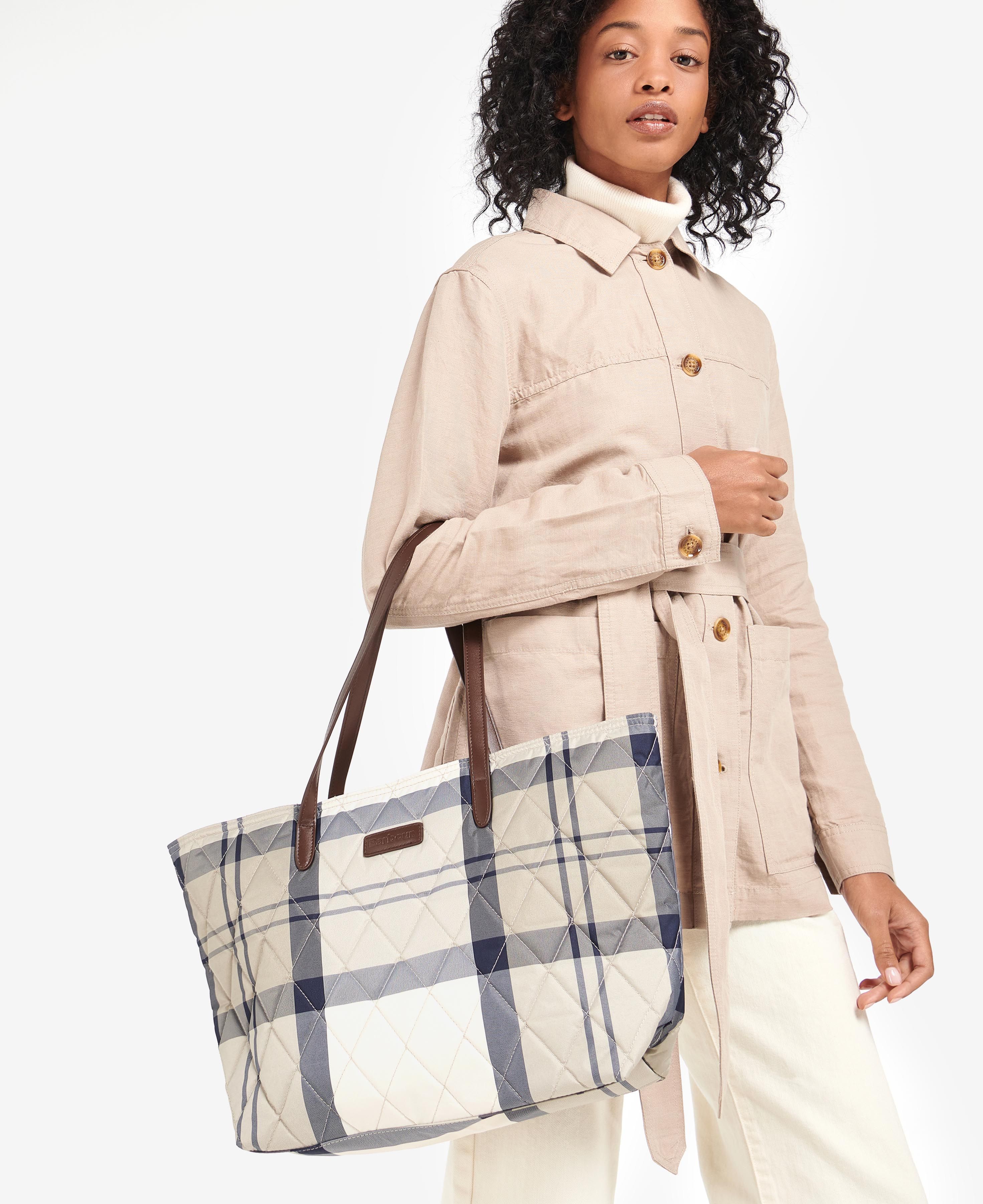 Barbour Wetherham Quilted Tartan Tote Bag - Dress Indigo Tartan