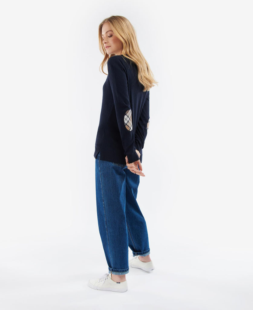 Barbour Pendle Crew Knit - Navy/ Rosewood