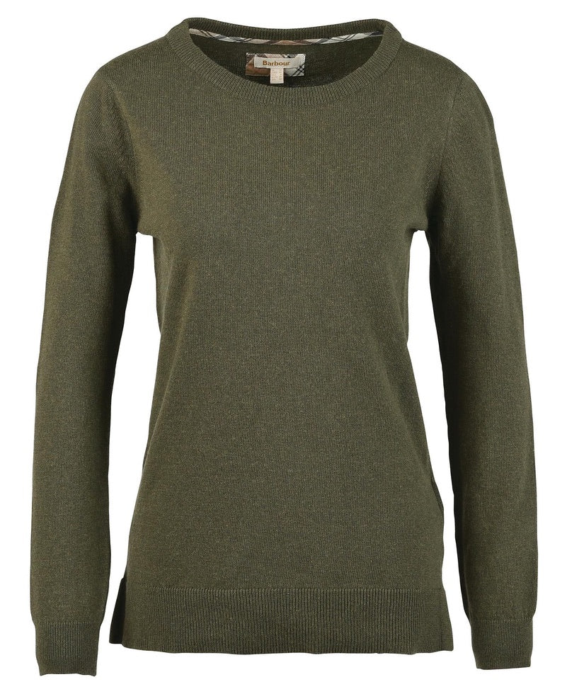 Barbour Pendle Crew Knit - Warm Olive/ Rosewood