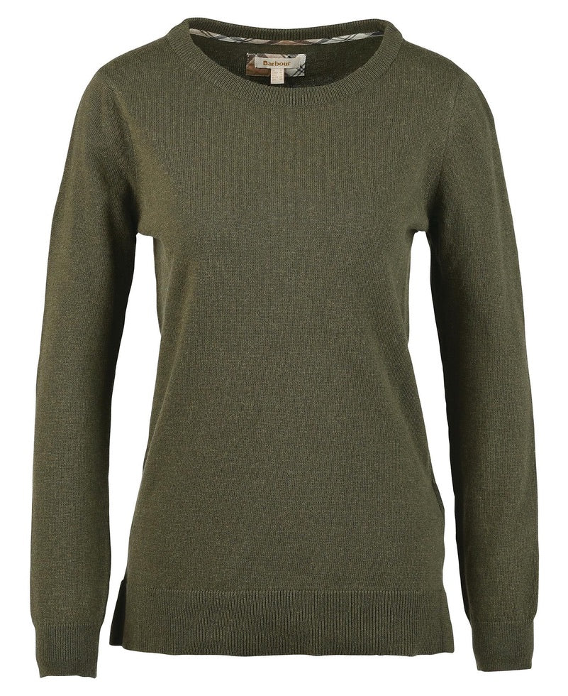 Barbour Pendle Crew Knit - Warm Olive/ Rosewood