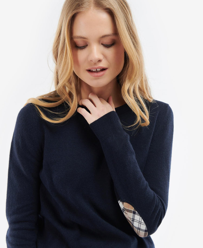 Barbour Pendle Crew Knit - Navy/ Rosewood