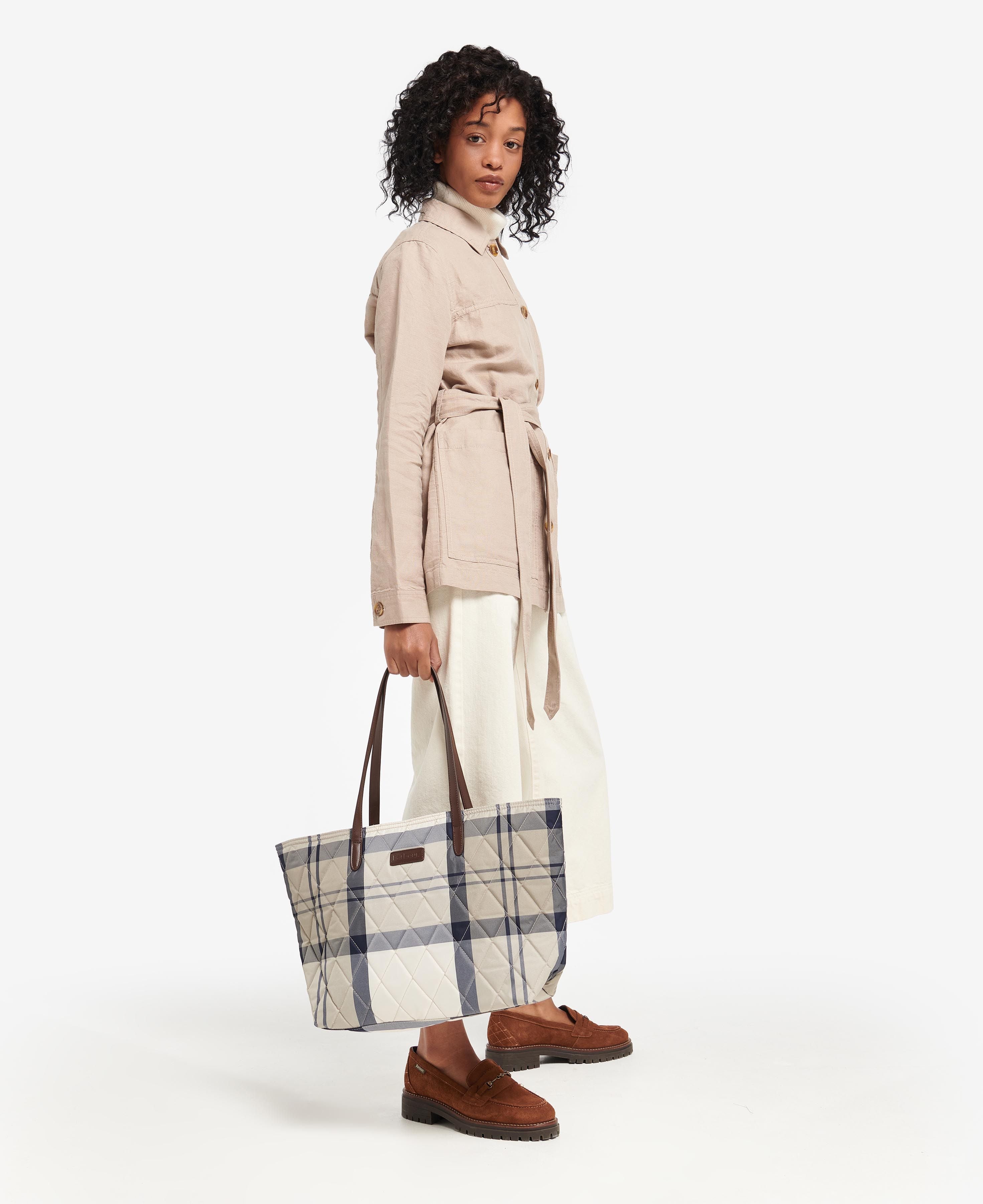Barbour Wetherham Quilted Tartan Tote Bag - Dress Indigo Tartan