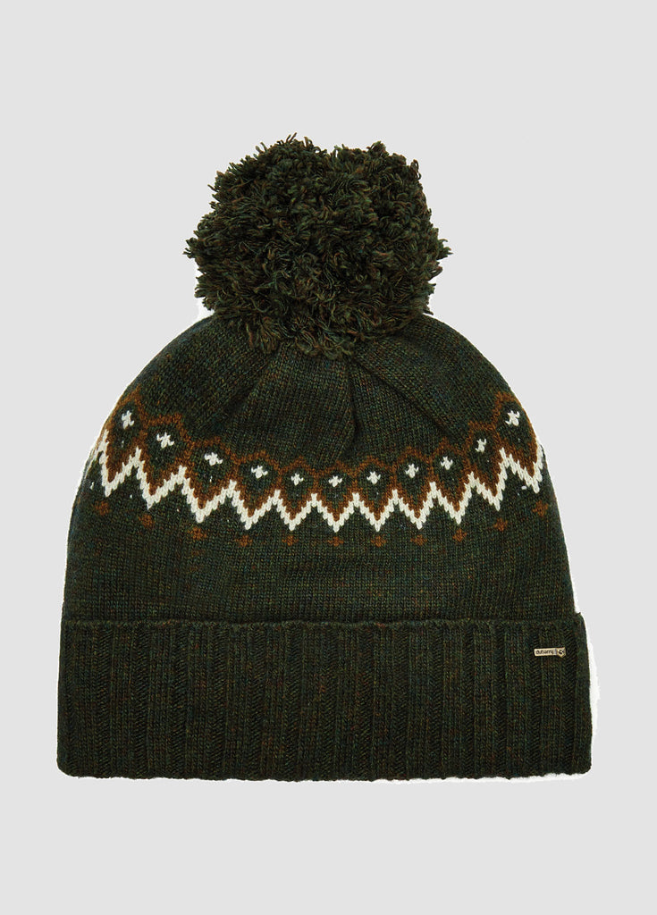 Dubarry Connolly Knitted Fairisle Beanie Hat - Olive