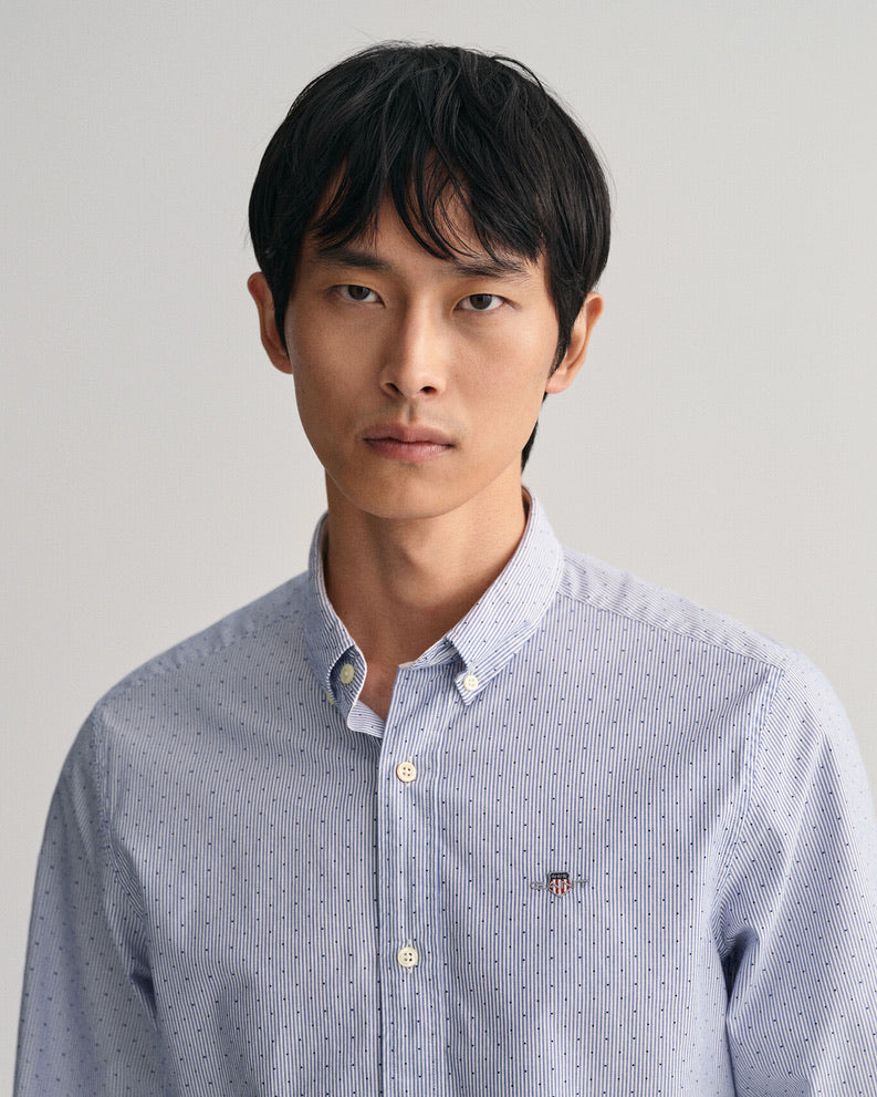 Gant Regular Fit Banker Dot Shirt - College Blue