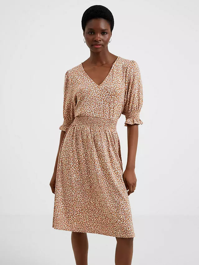 French Connection Meadow Cadie V Neck Dress - Shifting Sand