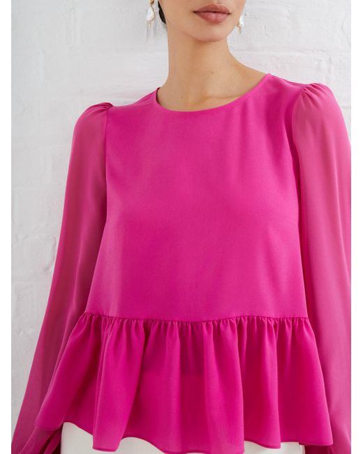 French Connection Crepe Light Georgette Blouse - Wild Rose