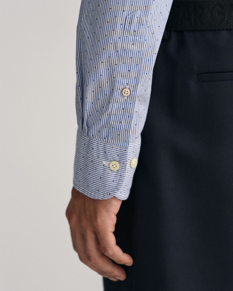 Gant Regular Fit Banker Dot Shirt - College Blue