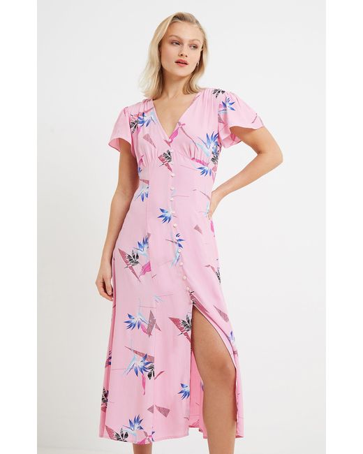 French Connection Eugine Delph Dres V Neck Dress - Sea Pink