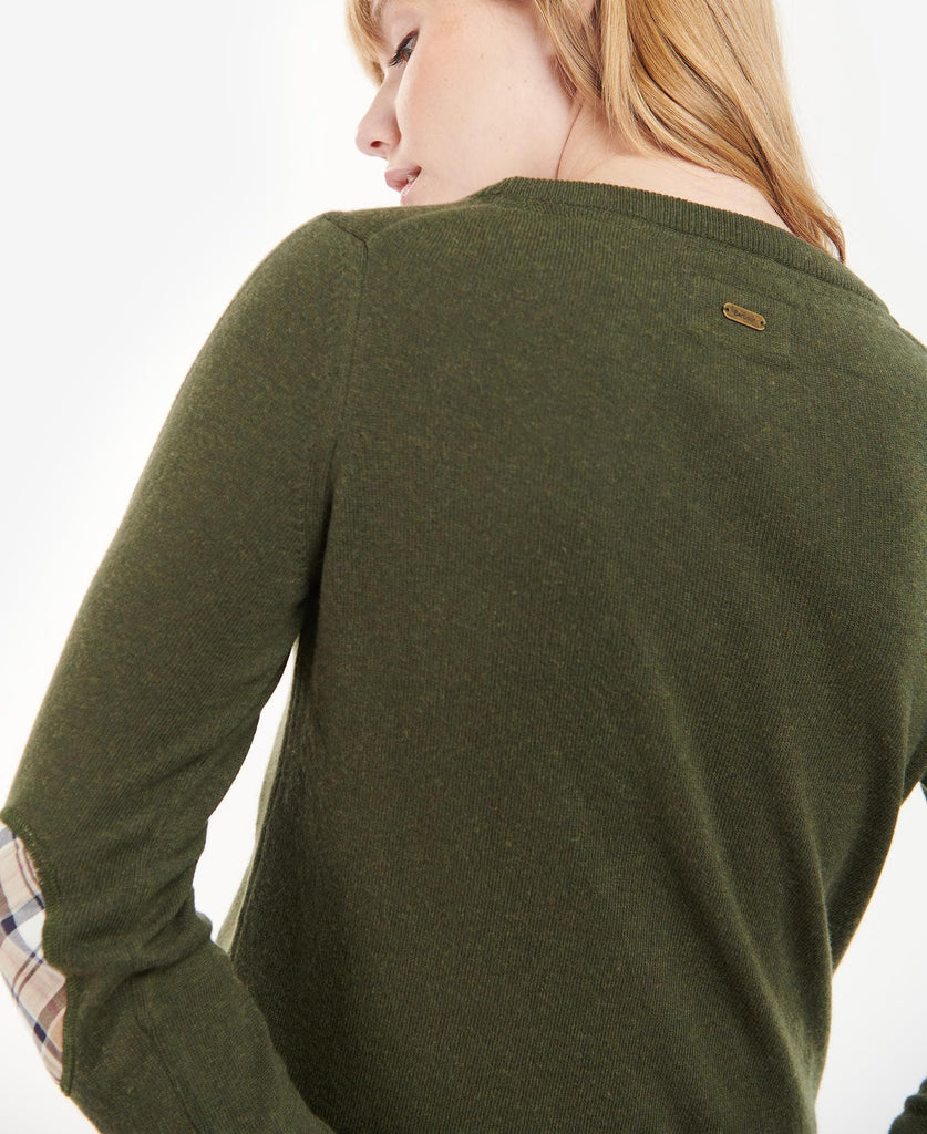Barbour Pendle Crew Knit - Warm Olive/ Rosewood
