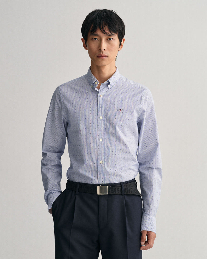 Gant Regular Fit Banker Dot Shirt - College Blue