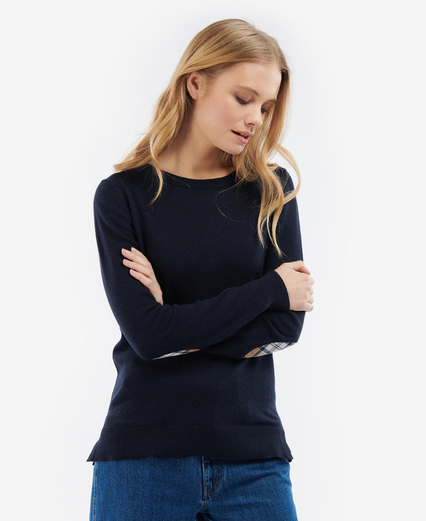 Barbour Pendle Crew Knit - Navy/ Rosewood