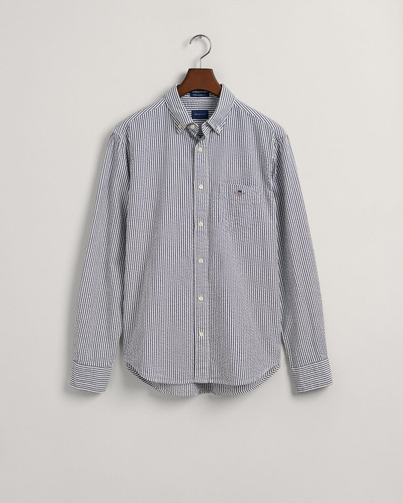 Gant Regular Fit Seersucker Shirt - Evening Blue