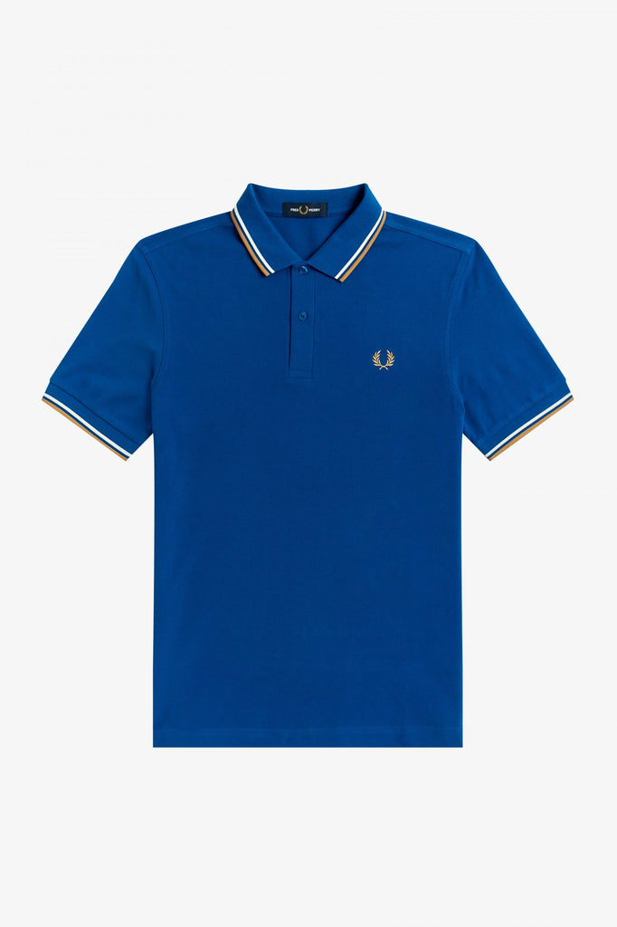 Fred Perry Twin Pipped Polo Shirt - Mid Blue