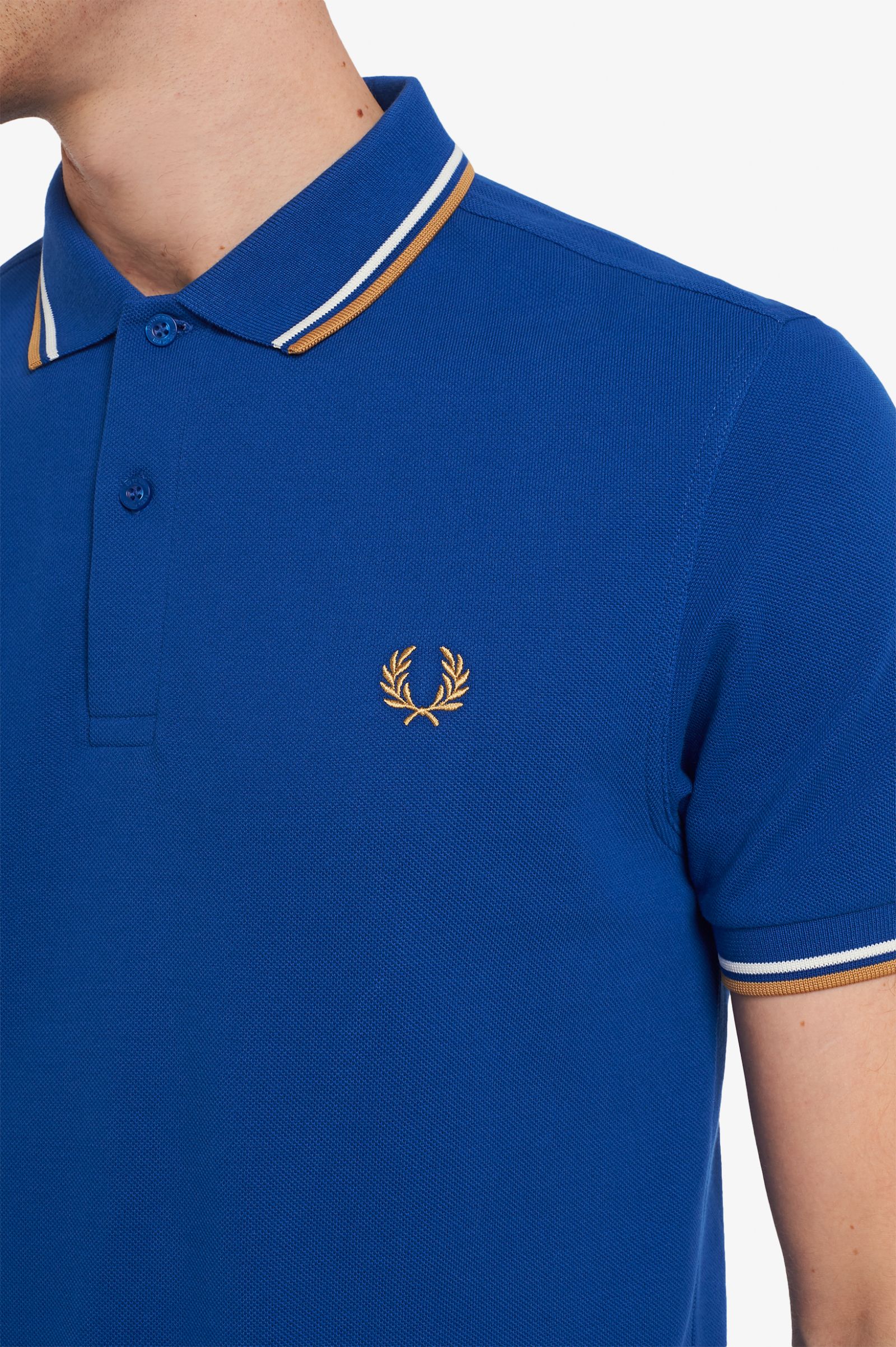 Fred Perry Twin Pipped Polo Shirt - Mid Blue