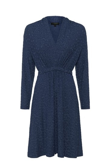 French Connection Sibley Eco Jacquard Jersey Dress - Utility Blue