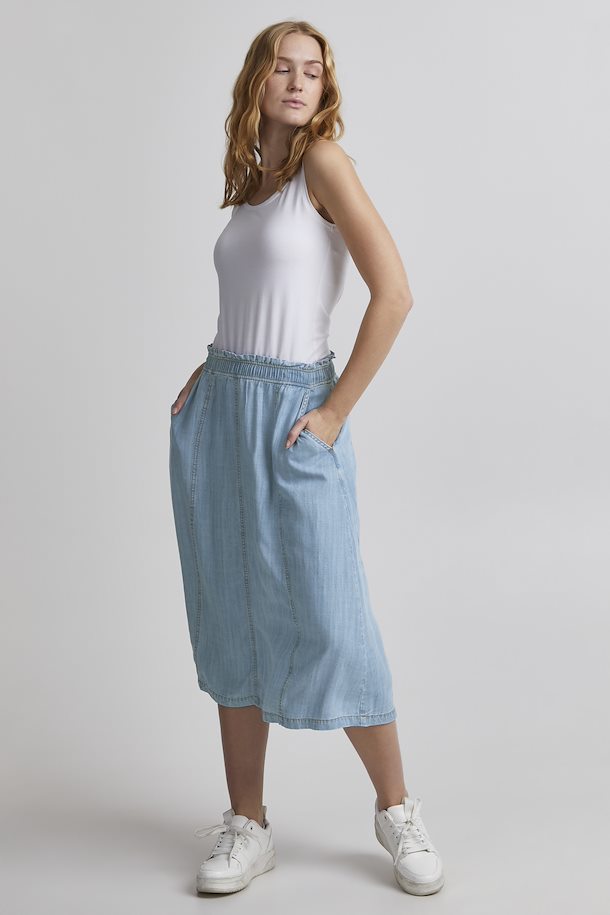 B.Young Lana Midi Skirt - Light Blue Denim